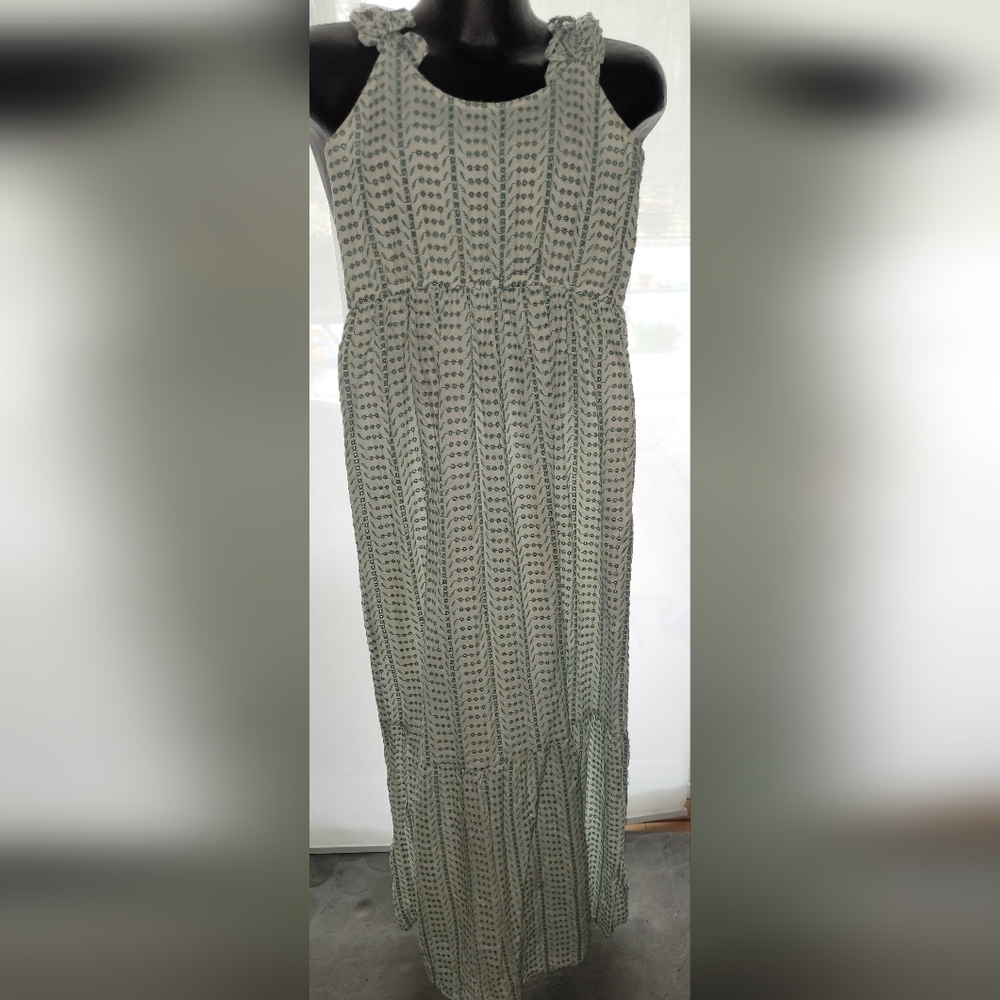 Jessica Simpson Maxi Sundress Eyelet Lace Ruffled Strap sz SMALL boho
